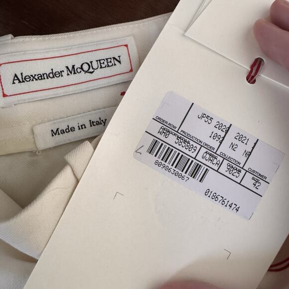 Alexander McQueen Ivory Wool Pleated Trousers Pants Size IT 42 Classic Tailored - Picture 7 of 9